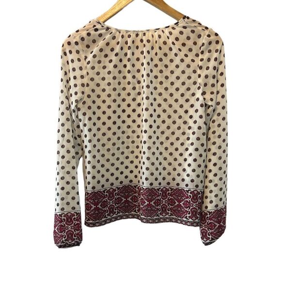 AEROPOSTALE Cream Printed Semi Sheer Boho Printed Casual Top Blouse XS - Picture 2 of 7